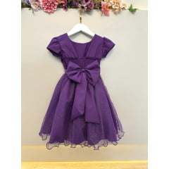 Vestido Infantil Roxo Busto C/ Strass e Saia com Glitter