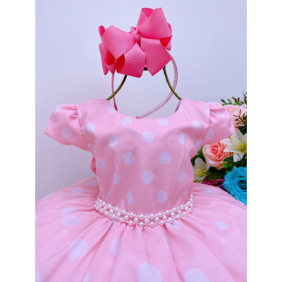Vestido Infantil Salmão Floral Poá Luxo Floristas Festas