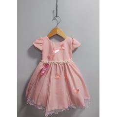 Vestido Infantil Salmão Jardim Encantado Festas Luxo