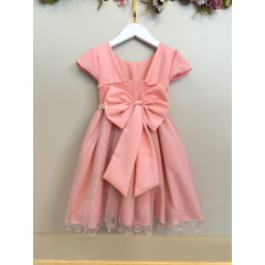 Vestido Infantil Salmão Jardim Encantado Festas Luxo