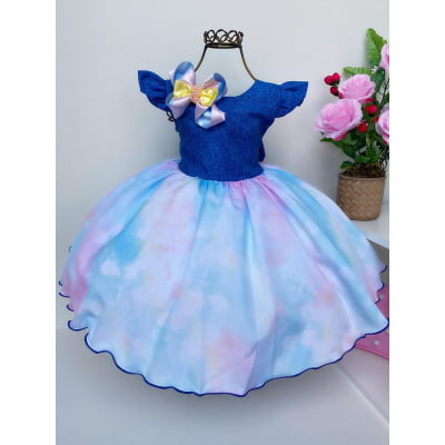 Vestido Infantil Tay Day Peito Jeans Laço e Pérolas