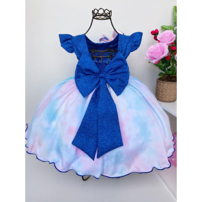 Vestido Infantil Tay Day Peito Jeans Laço e Pérolas
