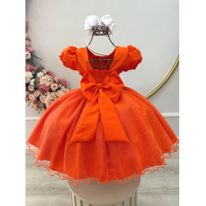 Vestido Infantil Terracota Busto Plissado Festas Daminha