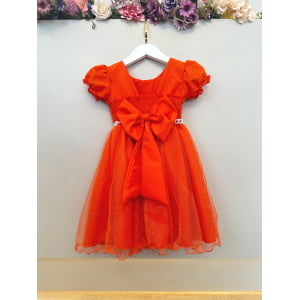 Vestido Infantil Terracota Busto Plissado Festas Daminha