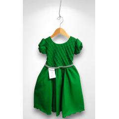 Vestido Infantil Verde Bandeira Busto Nervura Festas Daminha