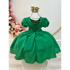 Vestido Infantil Verde Bandeira Busto Nervura Festas Daminha