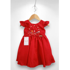 Vestido Infantil Vermelho Busto Com Bordado Festas Luxo