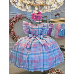 Vestido Infantil Xadrez Tartan Colorido Candy Luxo