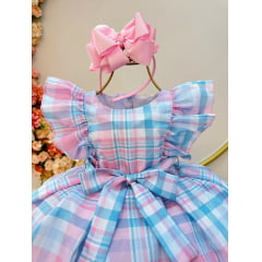 Vestido Infantil Xadrez Tartan Colorido Candy Luxo