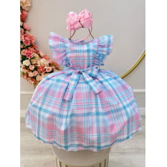 Vestido Infantil Xadrez Tartan Colorido Candy Luxo