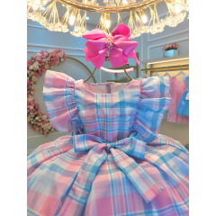 Vestido Infantil Xadrez Tartan Colorido Candy Luxo