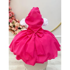 Vestido Jardineira Infantil Pink Lenço e Broche de Laço