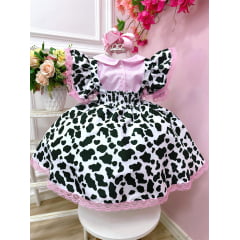 Conjunto Infantil Cropped e Jardineira Fazendinha Vaquinha
