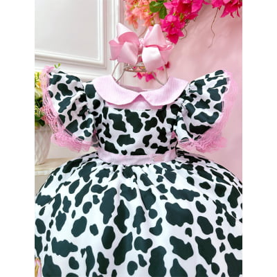 Conjunto Infantil Cropped e Jardineira Fazendinha Vaquinha