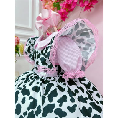 Conjunto Infantil Cropped e Jardineira Fazendinha Vaquinha