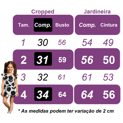 Conjunto Infantil Cropped e Jardineira Fazendinha Vaquinha