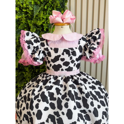 Conjunto Infantil Cropped e Jardineira Fazendinha Vaquinha