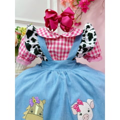 Conjunto Infantil Cropped e Salopete Fazendinha Vaquinha