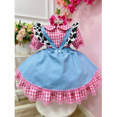 Conjunto Infantil Cropped e Salopete Fazendinha Vaquinha