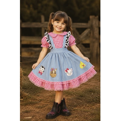 Conjunto Infantil Cropped e Salopete Fazendinha Vaquinha Conjunto Infantil Cropped e Salopete Fazendinha Vaquinha