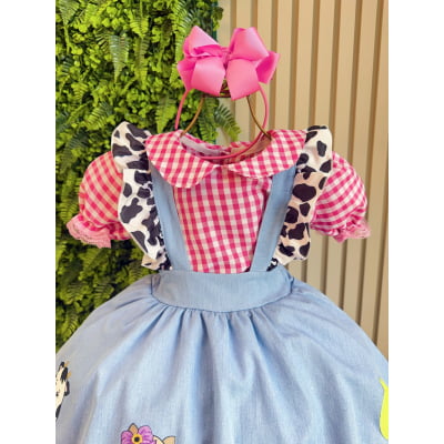 Conjunto Infantil Cropped e Salopete Fazendinha Vaquinha