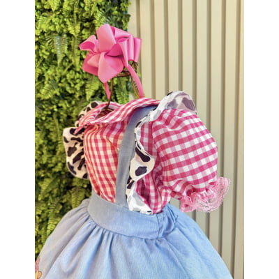 Conjunto Infantil Cropped e Salopete Fazendinha Vaquinha