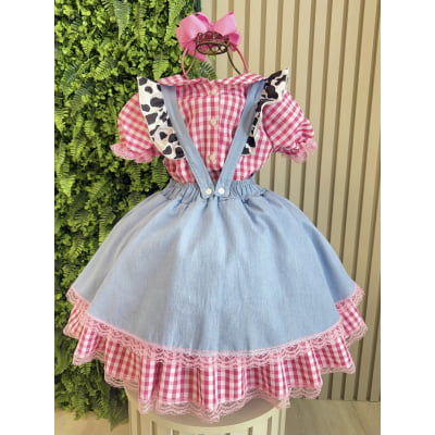 Conjunto Infantil Cropped e Salopete Fazendinha Vaquinha