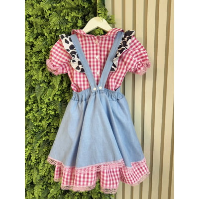 Conjunto Infantil Cropped e Salopete Fazendinha Vaquinha