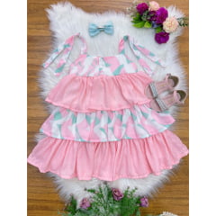 Vestido Infantil Casual Primavera Rosa Claro Colorido
