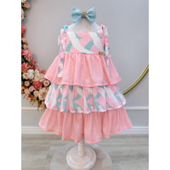 Vestido Infantil Casual Primavera Rosa Claro Colorido