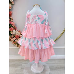 Vestido Infantil Casual Primavera Rosa Claro Colorido