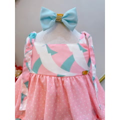 Vestido Infantil Casual Primavera Rosa Claro Colorido