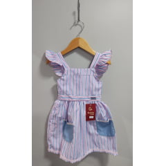 Vestido Infantil Casual Primavera Verão Listras Coloridas