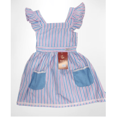 Vestido Infantil Casual Primavera Verão Listras Coloridas