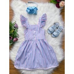 Vestido Infantil Casual Primavera Verão Listras Coloridas