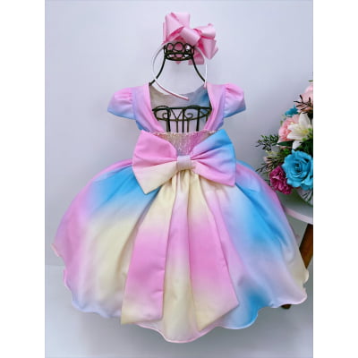 Vestido Infantil Colorido Circo Chuva de amor Luxo