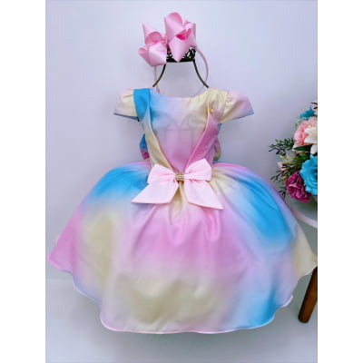 Vestido Infantil Colorido Circo Chuva de amor Luxo