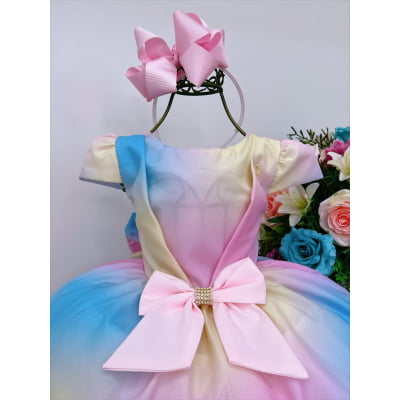 Vestido Infantil Colorido Circo Chuva de amor Luxo