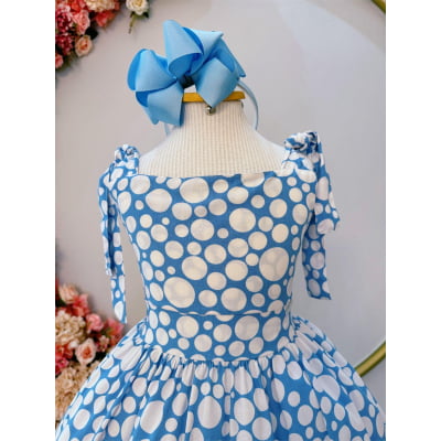 Vestido Infantil Primavera Verão Branco C/ Azul Bebê Casual