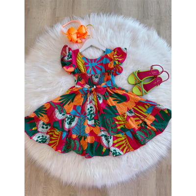 Vestido Infantil Primavera Verão Florido Casual Festas