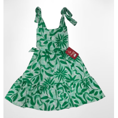 Vestido Infantil Primavera Verão Florido Verde Festas Casual