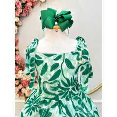 Vestido Infantil Primavera Verão Florido Verde Festas Casual