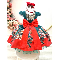 Vestido Infantil Verde Bandeira Ursinhos Festas Natal