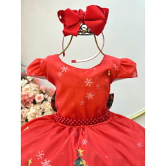 Vestido Infantil Vermelho Ursinhos Festas Natal