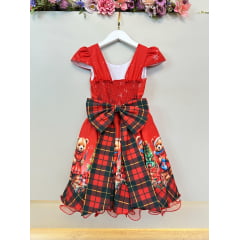 Vestido Infantil Vermelho Ursinhos Festas Natal