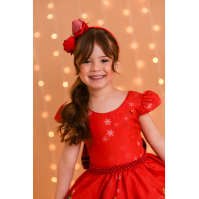 Vestido Infantil Vermelho Ursinhos Festas Natal