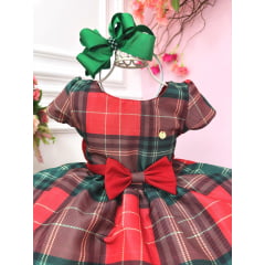 Vestido Infantil Vermelho Xadrez Colorido Natal Festas