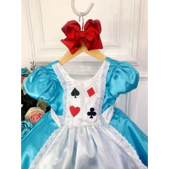Vestido Infantil Alice no Pais das Maravilhas Festa Luxo