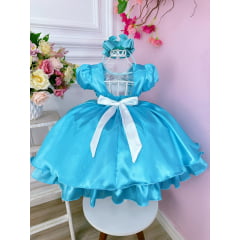 Vestido Infantil Alice no Pais das Maravilhas Festa Luxo