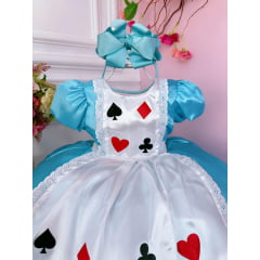 Vestido Infantil Alice no Pais das Maravilhas Festa Luxo